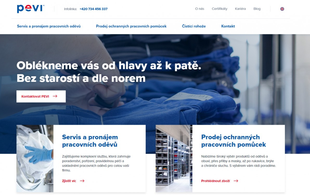 Webcopy pro firmu Pevi