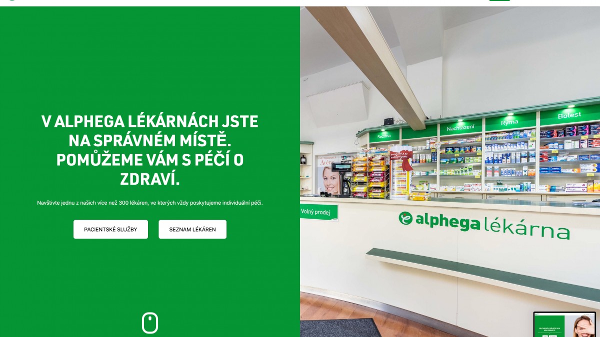 ALPHEGA – SUCHÉ OČI | moderní prezentační web pro síť lékáren Alphega