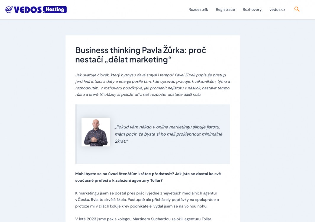 Business thinking Pavla Žůrka: proč nestačí „dělat marketing“