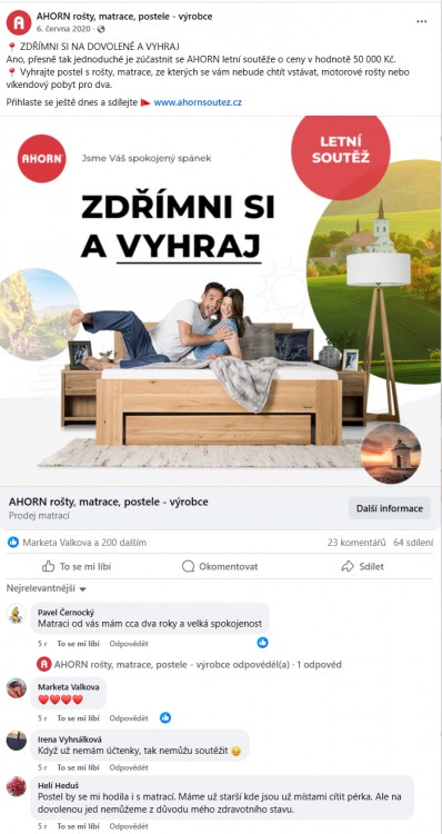 Ahorn – příspěvek na sociální sítě