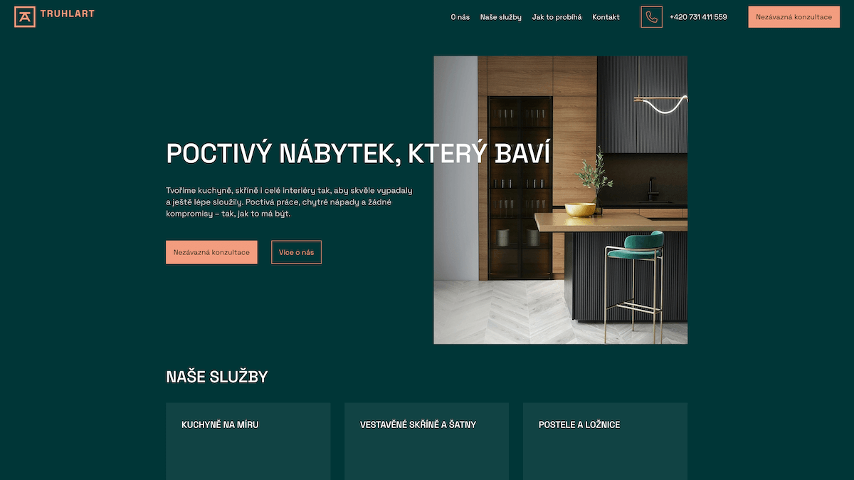 Webová prezentace pro TruhlArt