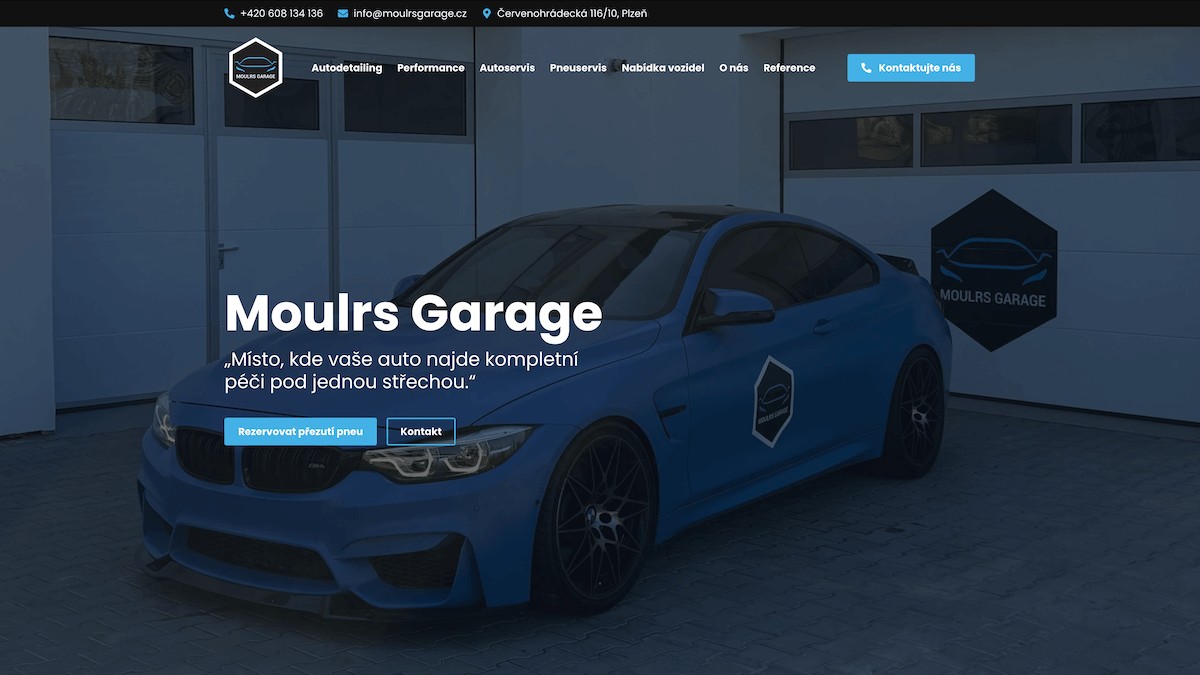 Webové stránky pro Moulrs Garage