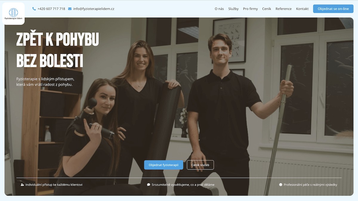 Webová prezentace pro Fyzioterapie lidem