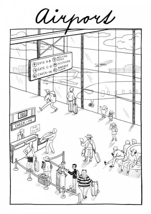 Letiště | ilustrace do učebnice angličtiny