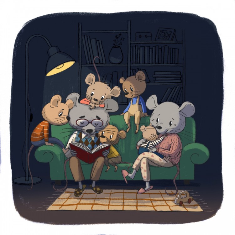 Myšky na gauči | ilustrace