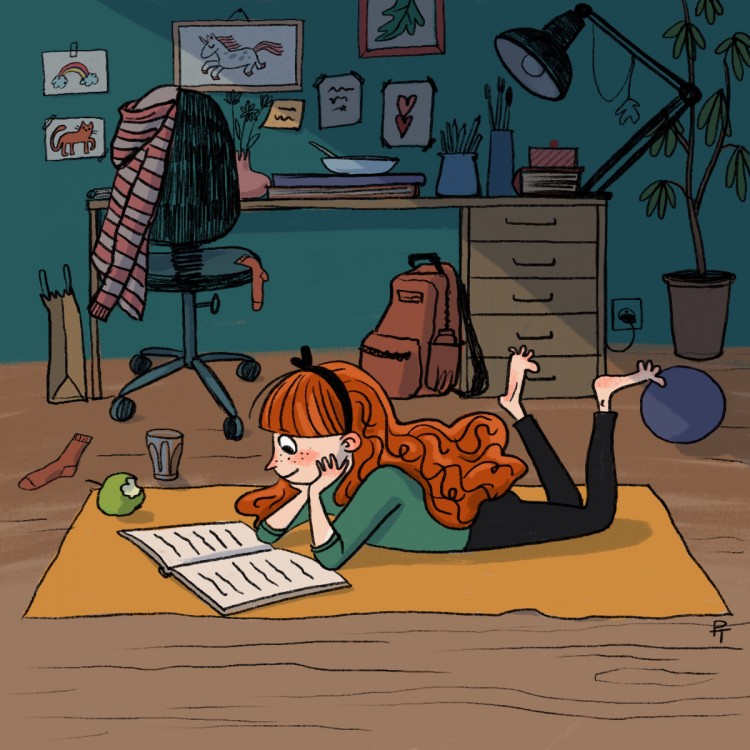 Dívka v pokoji | ilustrace