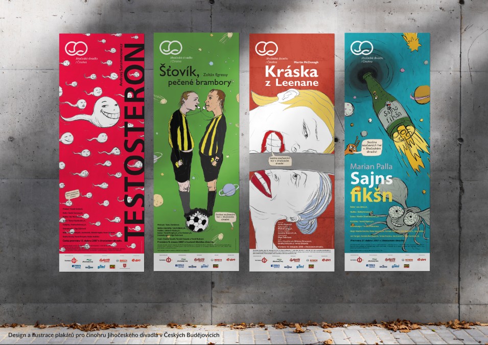 Design a ilustrace plakátů pro činohru Jihočeského divadla v Českých Budějovicích