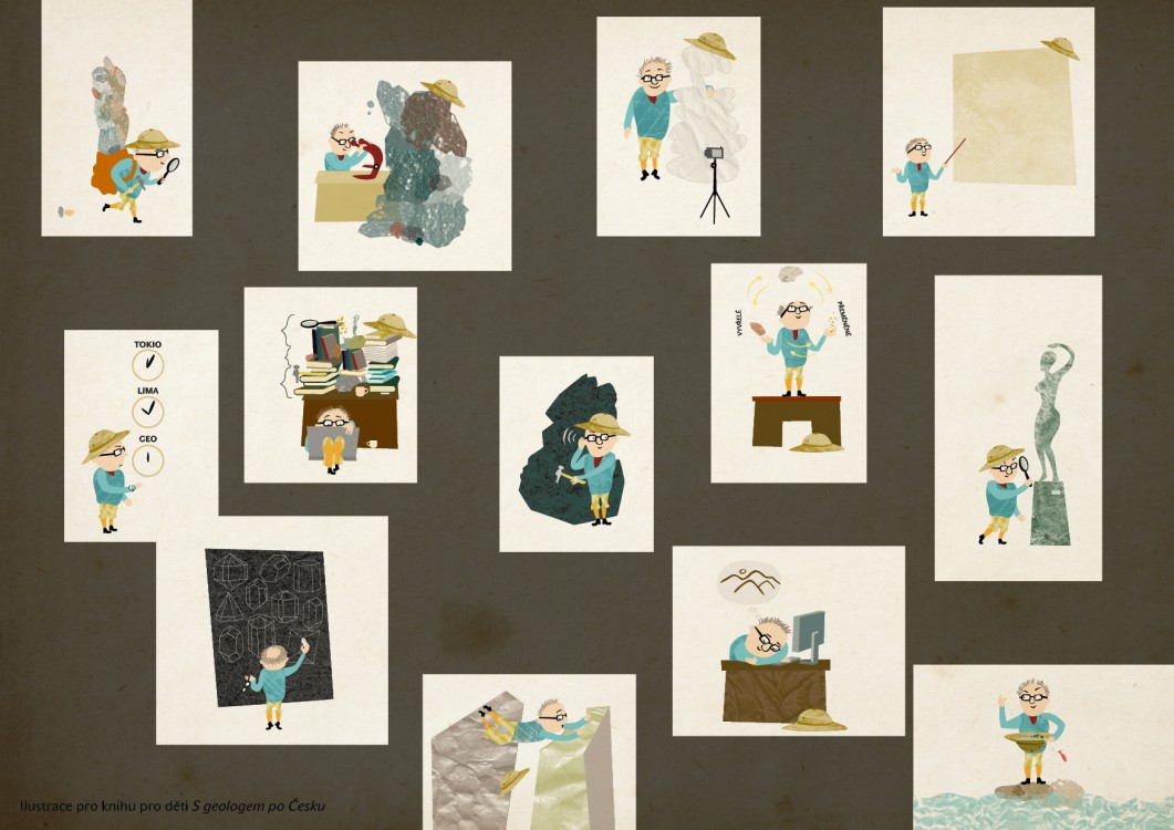 TIlustrace pro knihu pro děti S geologem po Česku