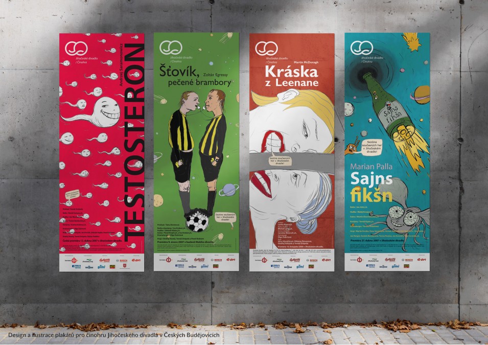 Design a ilustrace plakátů pro činohru Jihočeského divadla v Českých Budějovicích