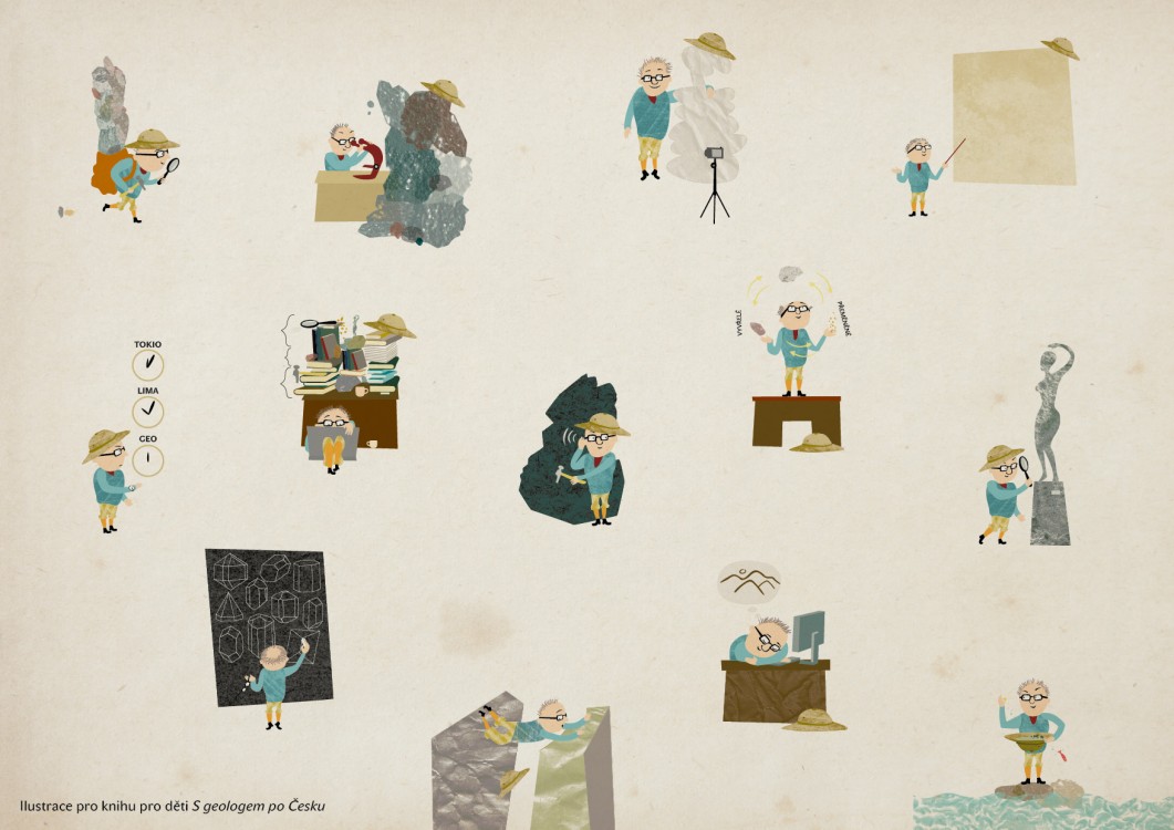 Ilustrace pro knihu pro děti S geologem po Česku