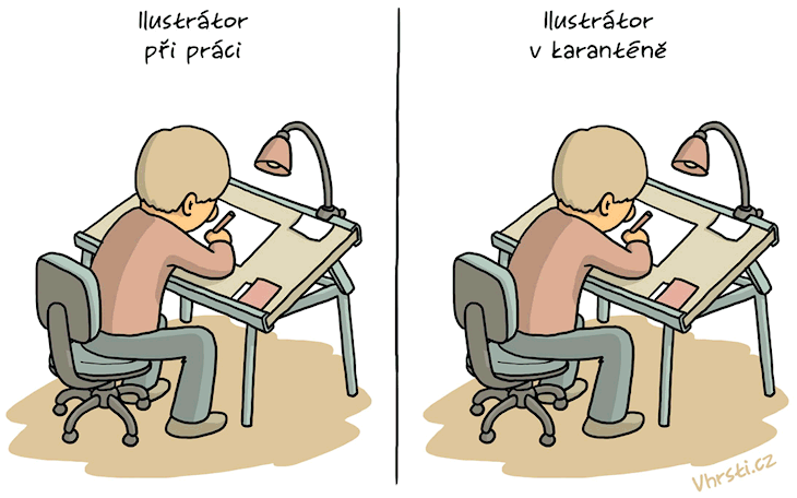 Ilustrátor při práci vs. Ilustrátor v karanténě