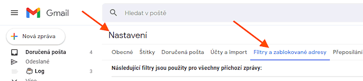 Nastavení v Gmailu