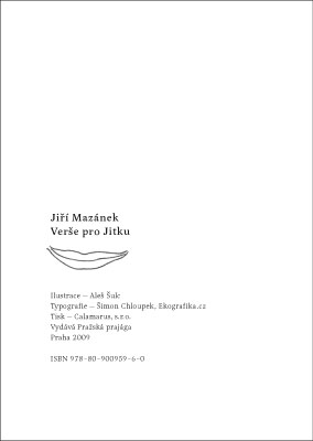 Šimon Chloupek – grafická úprava publikace „Jiří Mazánek, Verše pro Jitku”