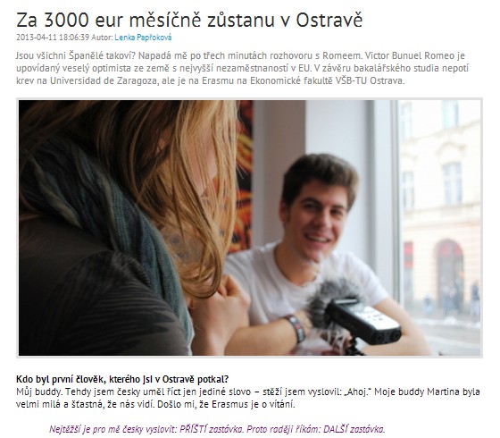 Titulek a rozhovor Za 3000 eur zůstanu v Ostravě