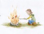 Ema peče buřt | ilustrace do dětské knížky Ema a Líza  (zobrazit v plné velikosti)
