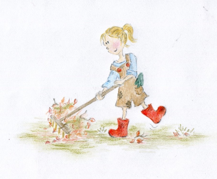 Líza hrabe listí | ilustrace do dětské knížky Ema a Líza