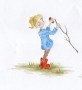 Líza s buřtem | ilustrace do dětské knížky Ema a Líza  (zobrazit v plné velikosti)