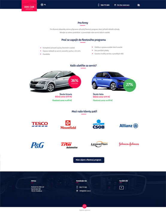 Webdesign pro autoservis DEK-CAR