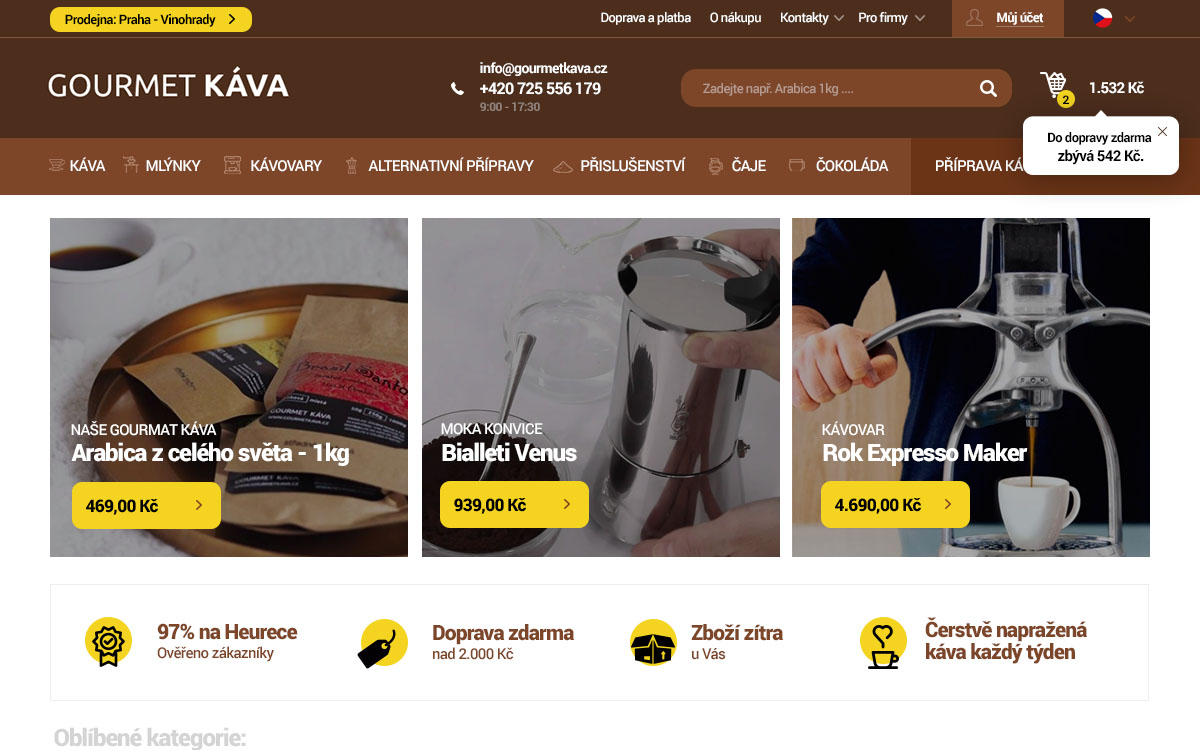 Re-design pro gourmetkava.cz
