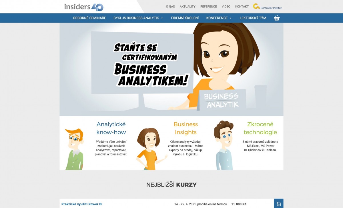 Insiders40 – webové stránky ve WordPressu + plugin pro objednávku jednotlivých kurzů