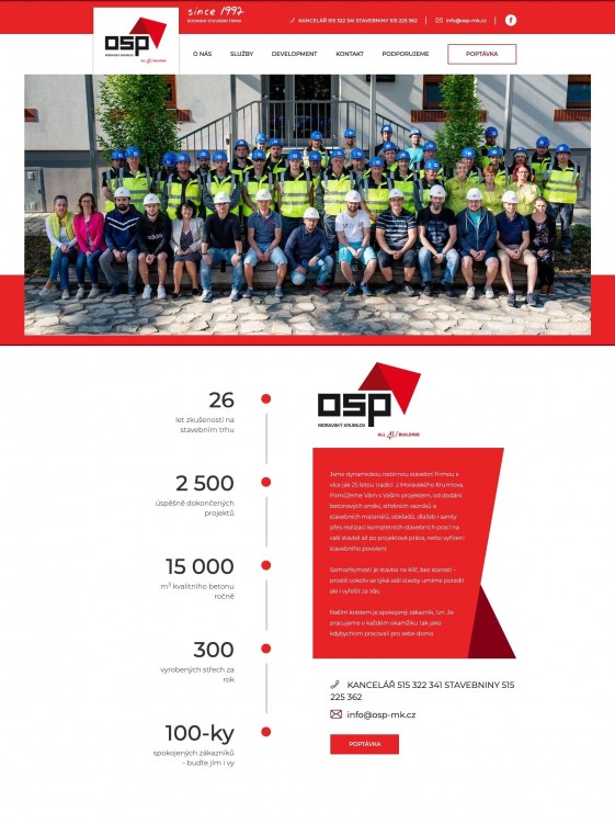 OSP-MK – webová prezentace stavební společnosti